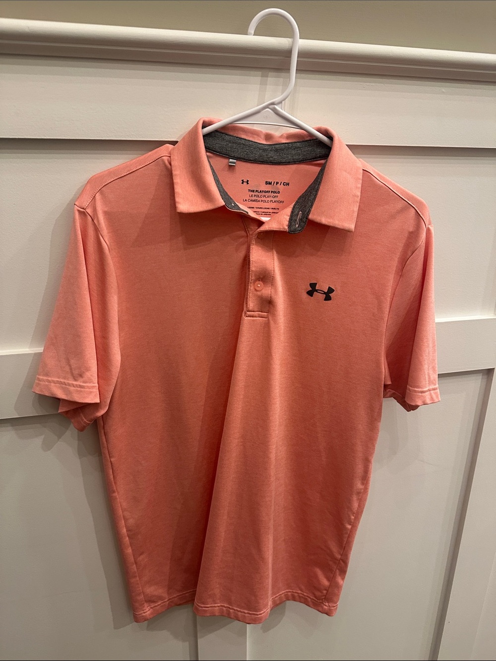 Under Armour Coral Polo with Contrast Grey Trim Mens